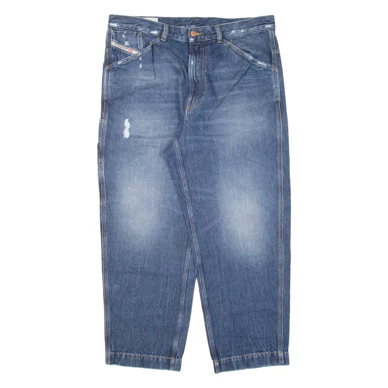 DIESEL D-Franky Distressed Mens Jeans Blue Relaxed Straight W36 L26