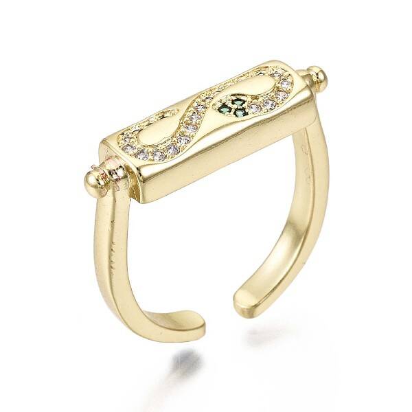 Brass Micro Pave Cubic Zirconia Cuff Rings