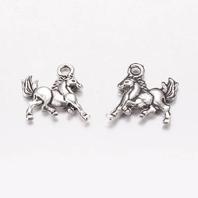 Tibetan Style Antique Silver Alloy Horse Pendants