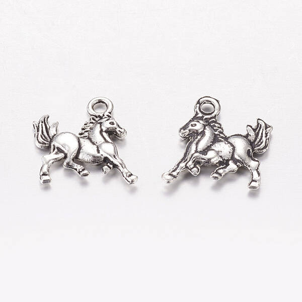 Tibetan Style Antique Silver Alloy Horse Pendants