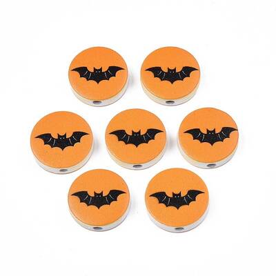 Halloween Printed Natural Wood Beads