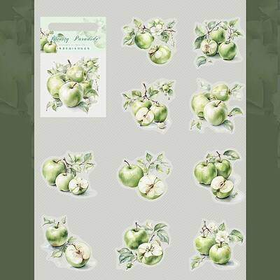 10Pcs Fruit PET Self-Adhesive Stickers