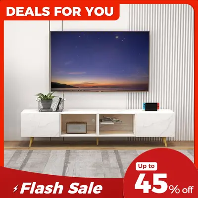 [Dealsforyoudays]CANMOV 86 Inch LED TV Stand, Modern Entertainment Center for up to 75, 80, 85 Inch TVs, Television Console T...