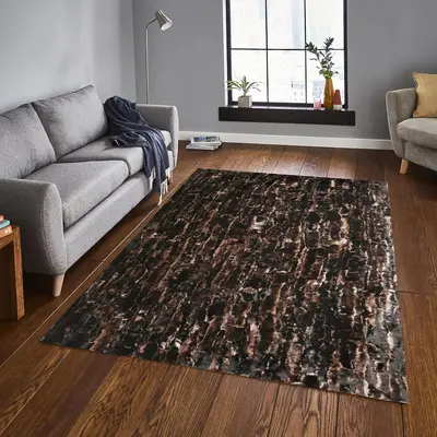 Bright Brown Rex Rabbit Fur Shaggy Rug