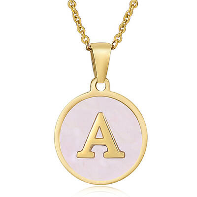 Natural Shell Initial Letter Pendant Necklace