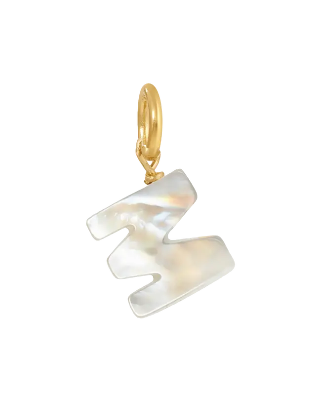 MOP Letter Charm | Metal Color: Gold | Letter: M