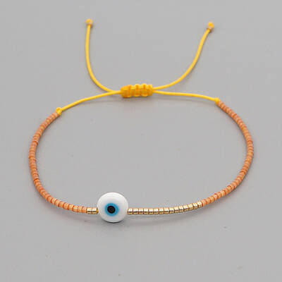 Adjustable Lanmpword Evil Eye Braided Bead Bracelet