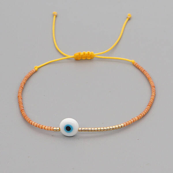 Adjustable Lanmpword Evil Eye Braided Bead Bracelet