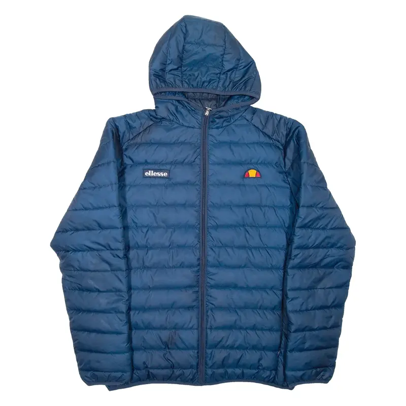 ELLESSE Womens Puffer Jacket Blue Hooded L