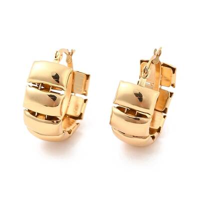PVD Vacuum Plating 304 Stainless Steel Rectangle Tile Hoop Earrings for Women