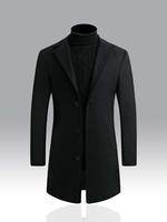 Men's Plain Button Front Lapel Long Sleeve Coat, Regular Fit Casual Coat for Fall & Winter, Going Out Clothes, Menswear, Ple...