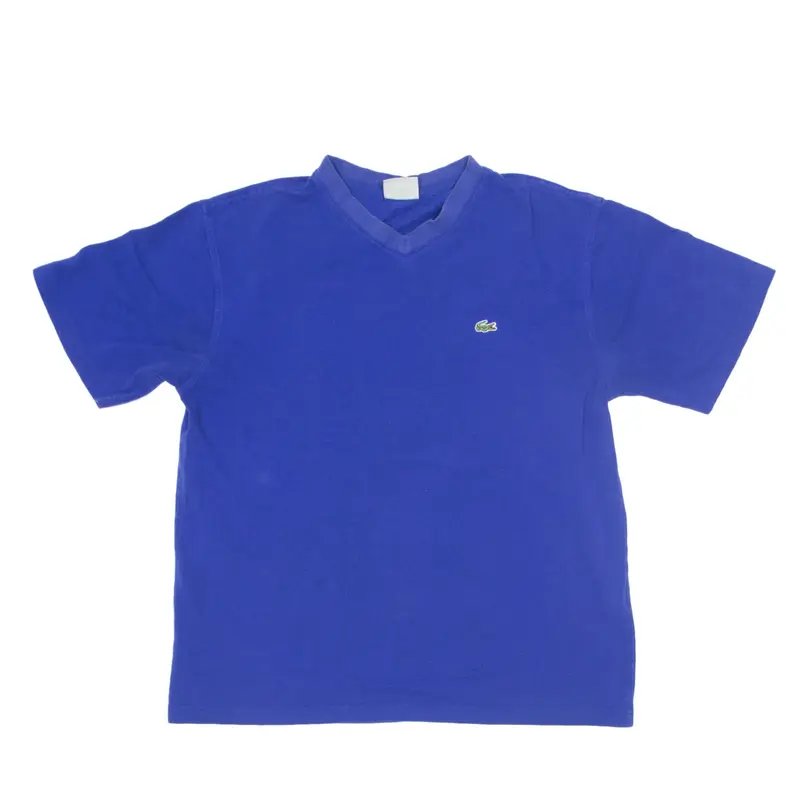 LACOSTE V-Neck Polo Shirt Blue Short Sleeve Mens M