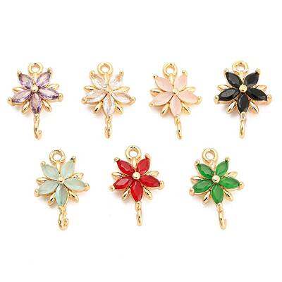 Brass Pave Glass Connector Charms