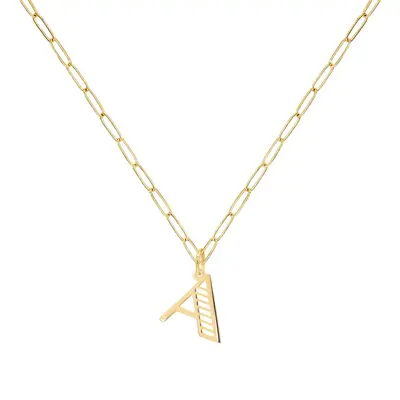 Gold Vermeil Personalized Initial Paper Clip Chain Necklace for Women