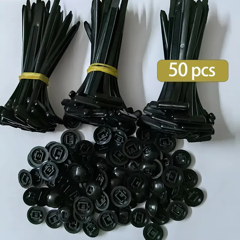 50Pcs Nylon Universal Cable Tie Buckle, Heavy Duty Self-Locking Nylon Zip Ties Holder, Multipurpose Plastic Cable Ties Tool f...