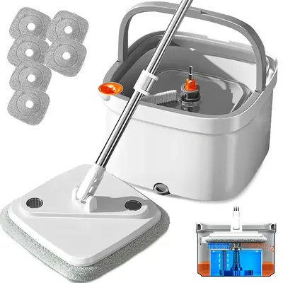 TIKAAATOK Spin Mop and Bucket System with Upgraded Dual Compartment Tank - Includes Thick Washable Microfiber Cleaning Cloth ...