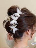 Women's Elegant Rhinestone Decorated Butterfly Design Hair Claw, Exquisite Trendy Hair Claw for Fall Festival, Fashionable Ha...