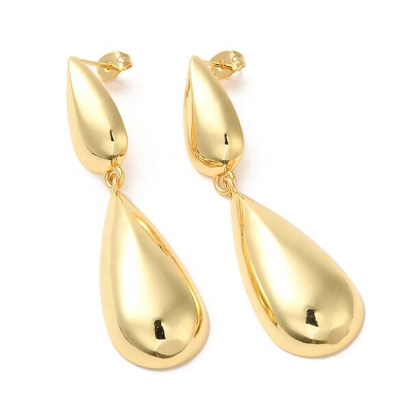 Real 18K Gold Plated Brass Dangle Stud Earrings