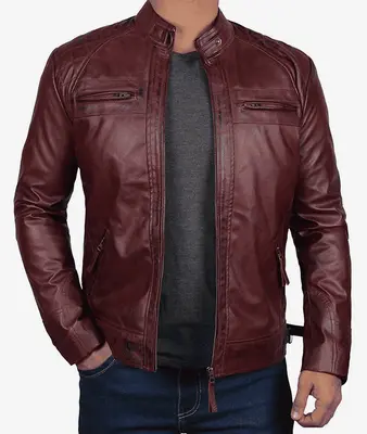 Maroon leather jacket