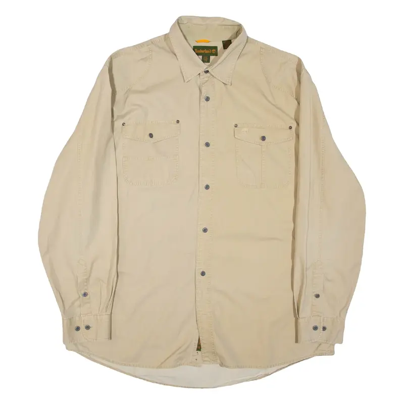 TIMBERLAND Mens Plain Shirt Brown Long Sleeve 2XL