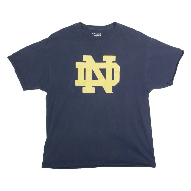 CHAMPION Notre Dame Mens T-Shirt Blue USA Crew Neck L