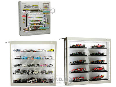Showcase Wall Mount 5 Tier Display Case White with White Back Panel \