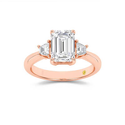 Nova Three Stone Emerald Cut Lab Grown Diamond Engagement Ring | 10K Rose Gold 4 1/4 CT. TW.