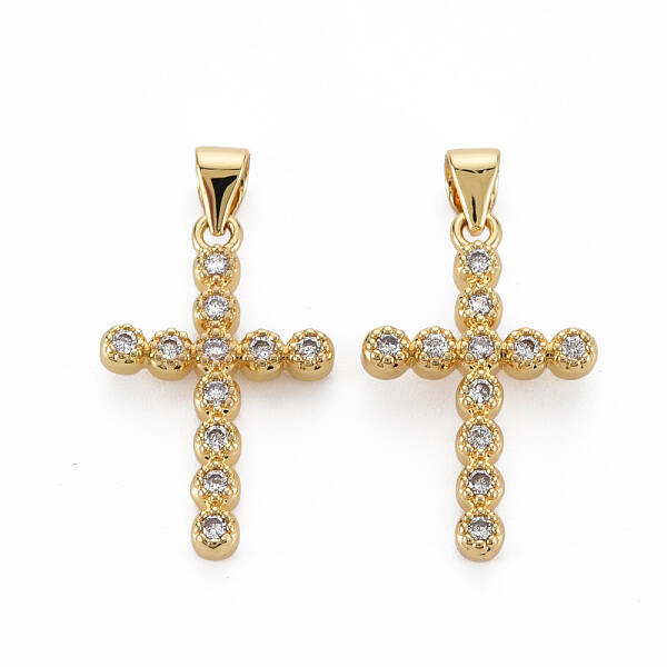 Brass Micro Pave Cubic Zirconia Pendants