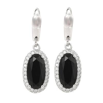 Brass Pave Cubic Zirconia Oval Stud Earrings for Women