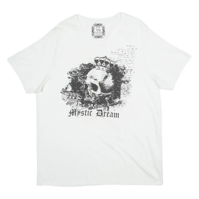OWK Skull Print Mens T-Shirt White 2XL