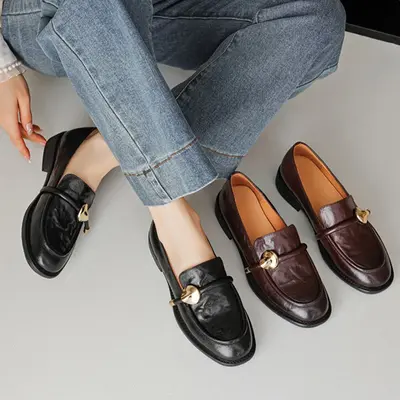 CHIKO Benate Round Toe Block Heels Loafers Shoes