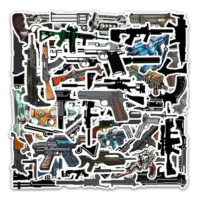 Cool Gun Pattern Sticker, 54pcs/pack Waterproof Self Adhesive Decor Paper, Decor Sticker for Gift Greeting Card Water Bottle ...