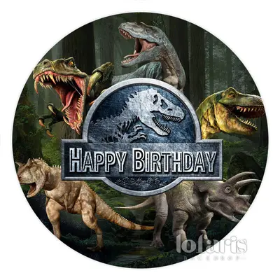 Aperturee Ancient Dinosaur Round Birthday Backdrop For Boy | Round Party Backdrop | Round Backdrop Cover Diy | Circular Birth...