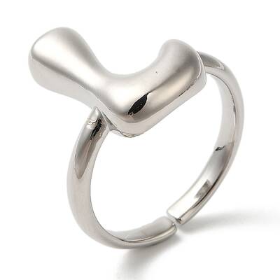 Initials Brass Open Cuff Ring for Women