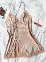Women's Contrast Lace Split Thigh Satin Cami Nightdress, Bride's Nightgown, Elegant Criss Cross Backless Nightgown, Lounge Dr...