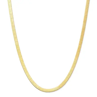 Sterling Silver with Yellow Gold Plated Herringbone Chain Necklace 3mm