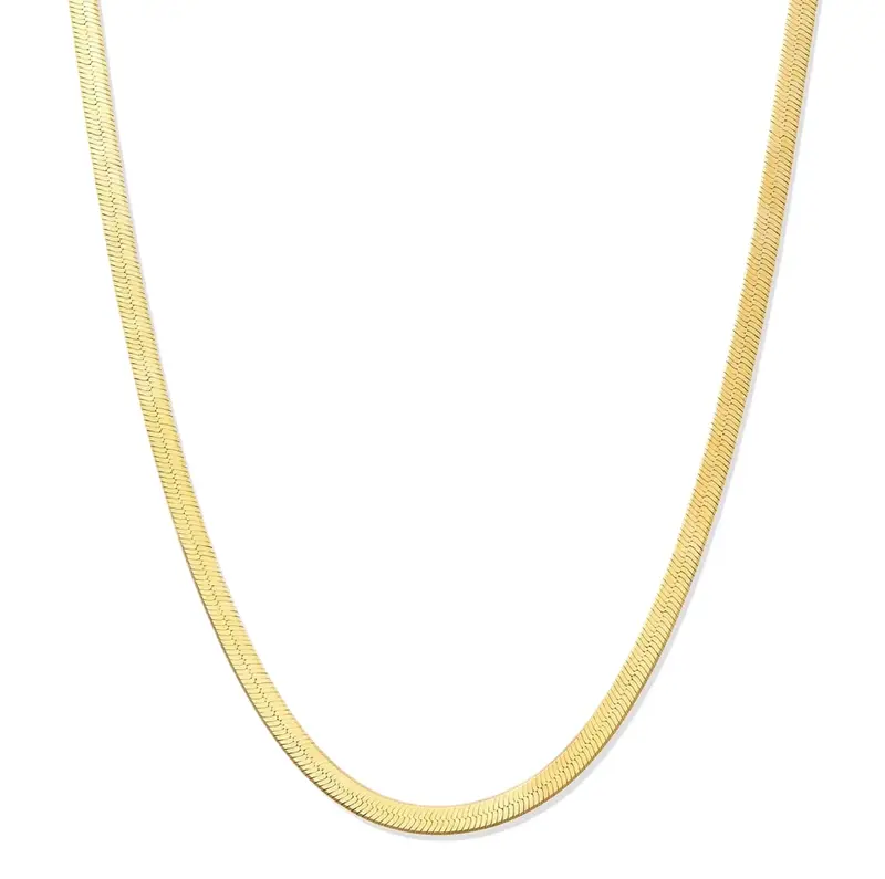 Sterling Silver with Yellow Gold Plated Herringbone Chain Necklace 3mm