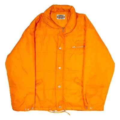 AUTHENTIC STANFIELD Mens Puffer Jacket Orange 90s Hooded 2XL