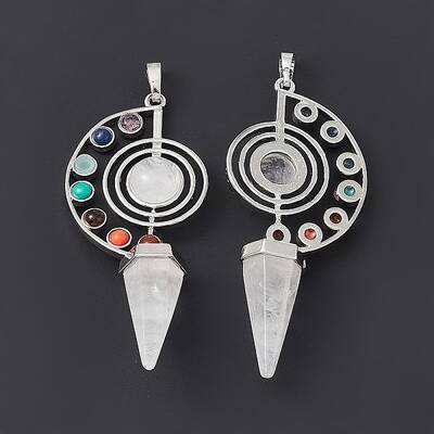 7 Chakra Natural Quartz Crystal Big Pendants