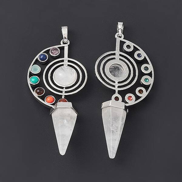 7 Chakra Natural Quartz Crystal Big Pendants