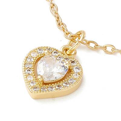 Clear Cubic Zirconia Heart Pendant Necklace