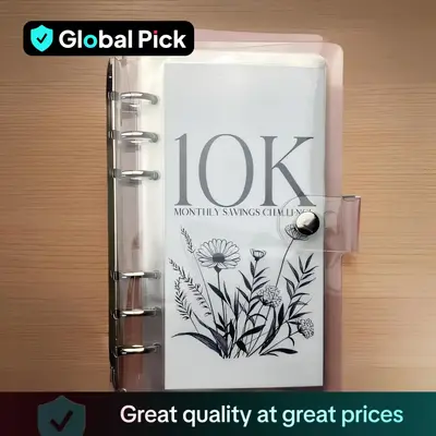 A6 12 Month Money Saving Challenge Binder, 1 Count Money Saving Budget Binder with Cash Envelopes, Savings Challenges Book fo...