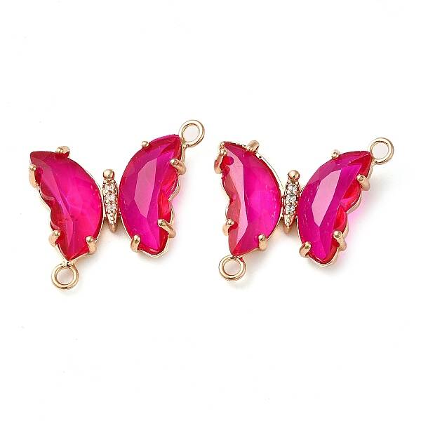Brass Pave Faceted Glass Connector Charms
