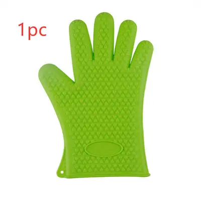 Food Grade Silicone Heat Resistant BBQ Gloves | Color: Green | quantity: 1pc