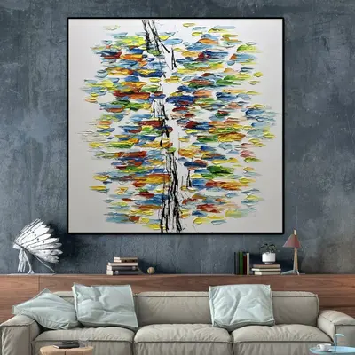 Abstract Colorful Painting Canvas Abstract Tree Painting Original Oil Painting Nature Art Modern Fine Art Impasto Artwork for...