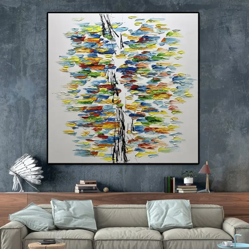 Abstract Colorful Painting Canvas Abstract Tree Painting Original Oil Painting Nature Art Modern Fine Art Impasto Artwork for...