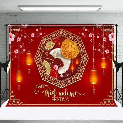 Red Festive Lantern Mid Autumn Festival Backdrop