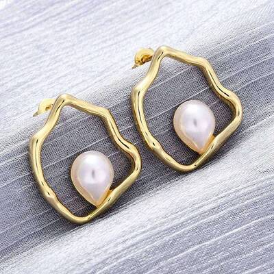 Nuggets Brass Stud Earrings