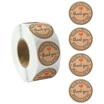 Kraft Paper Thank You Sticker Rolls