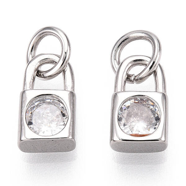 Brass Micro Pave Clear Cubic Zirconia Charms
